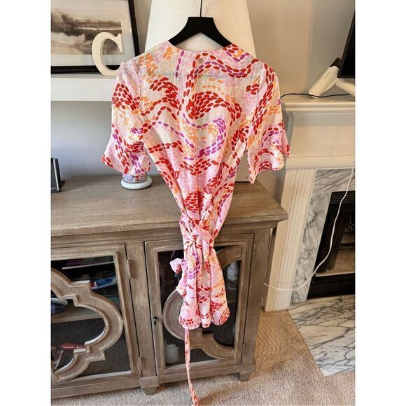 Marie Oliver Colorful Silk Ruffle Wrap Retta Dress Size XSmall - Picture 8 of 10